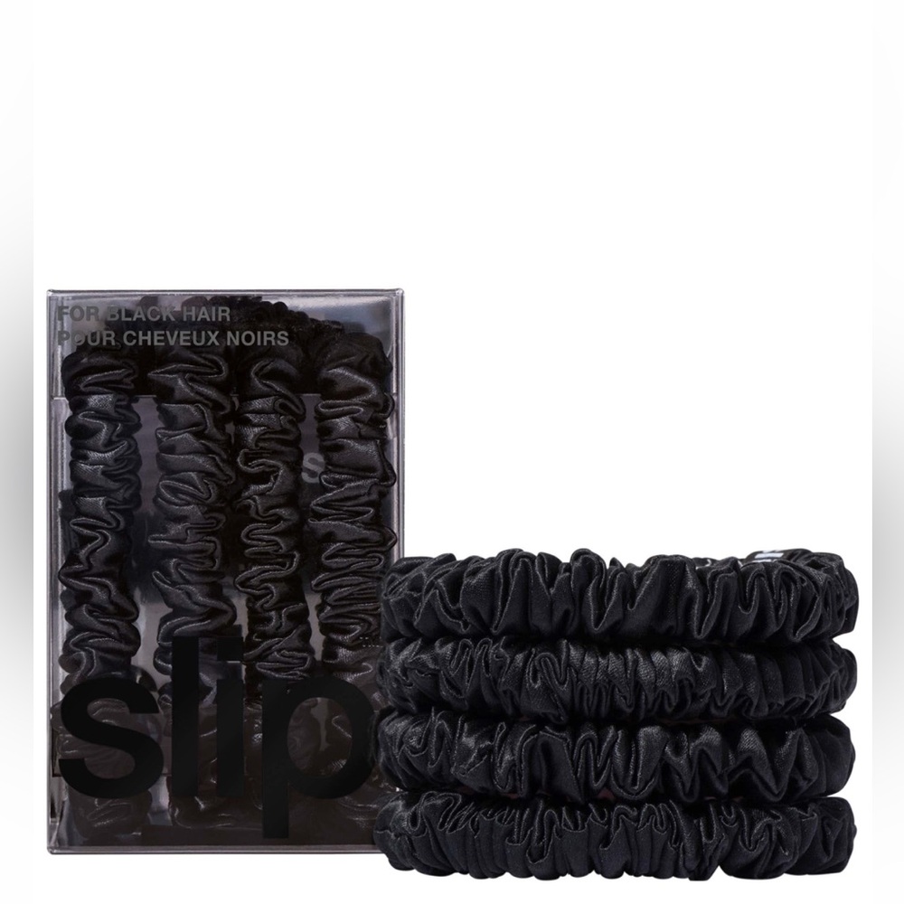 Slip Box of 4 Black Skinny Scunchies